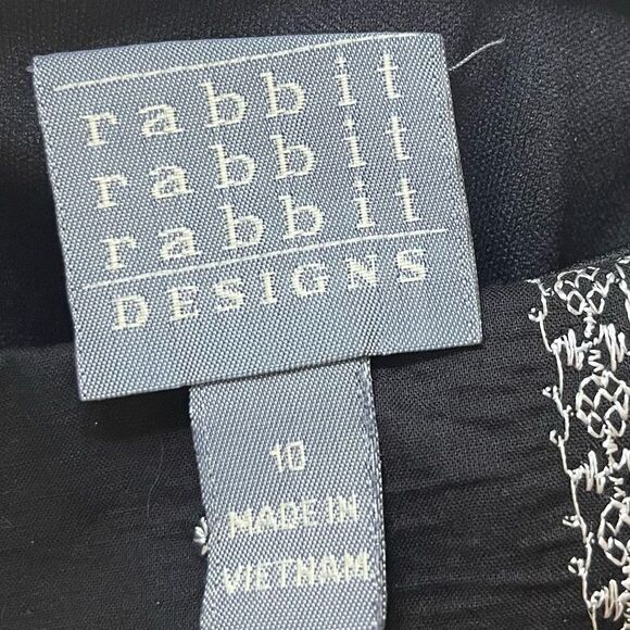 Rabbit Rabbit Rabbit Fit & Flare Dress Sleeveless/Strapless Embroidered Black 10 - Picture 7 of 10